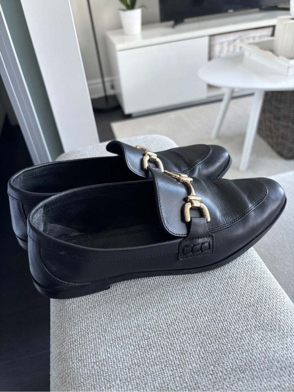 Zara Black Loafers with Gold Horsebit Detail - Picture 3 of 7